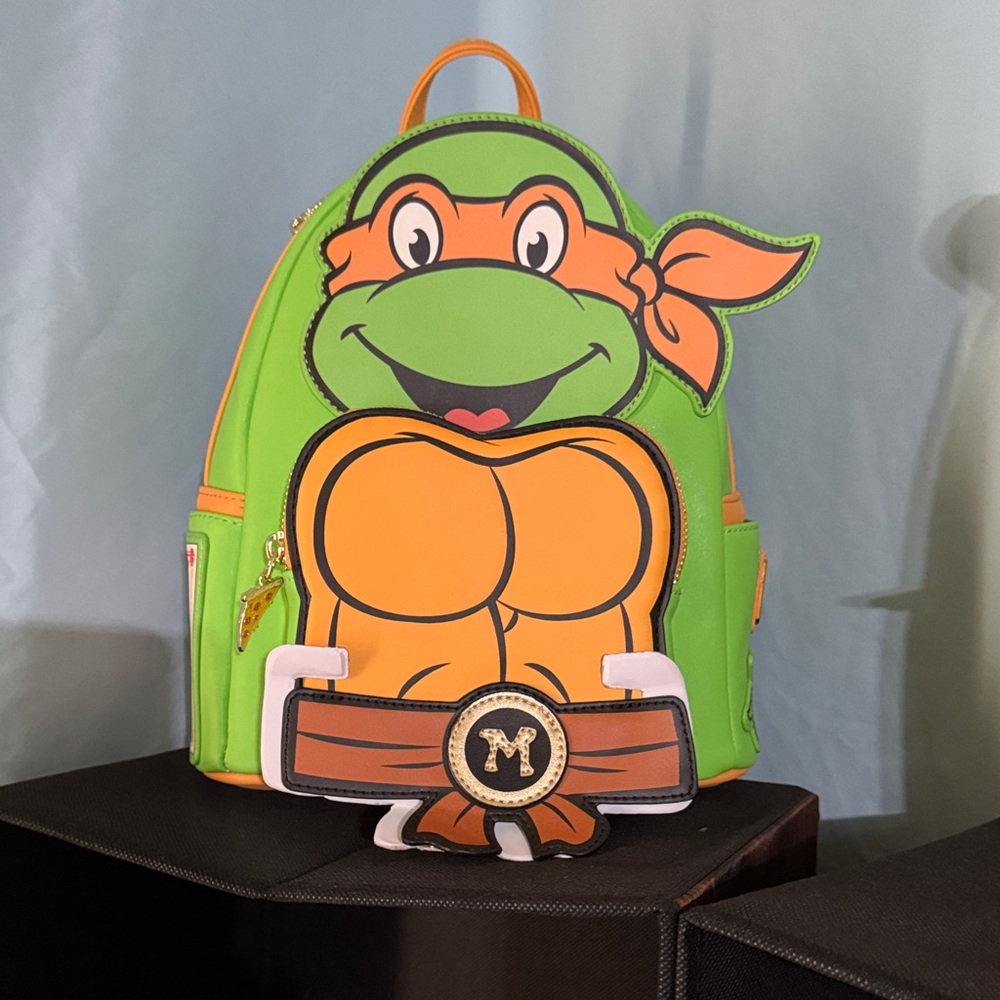 Loungefly Teenage Mutant Ninja Turtles Michelangelo Green Orange Mini Backpack